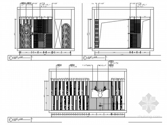 [原创]精品高档现代风格酒吧KTV室内设计装修施工图（含效果）后现代风格包间立面图 