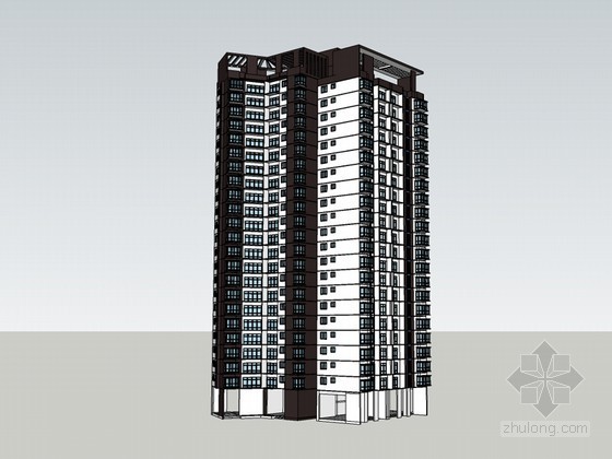 费舍住宅sketchup资料下载-高层现代住宅SketchUp模型下载
