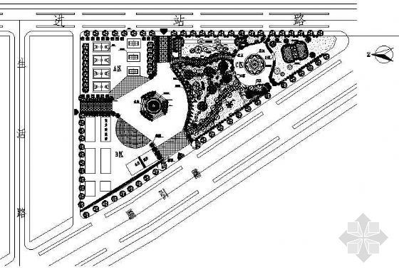 带状公园绿地设计平面图资料下载-街旁绿地种植设计平面图