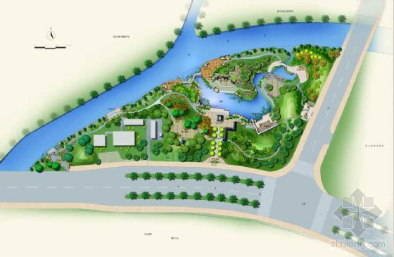 滨水木平台cad资料下载-公园景观设计方案