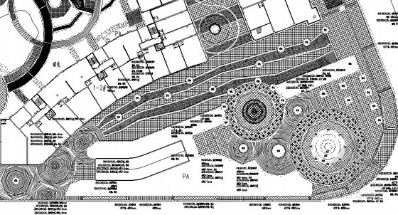 [福建]住宅区商业街园林景观工程施工图-喷泉广场铺装图 