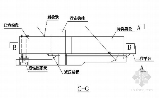 牵索式前支点挂篮施工资料下载-桥梁前支点挂蓝总体布置图