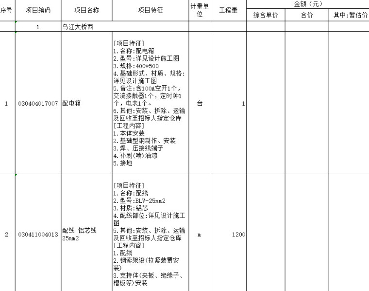 迎春灯饰工程施工图预算书-分部分项工程项目清单计价表一