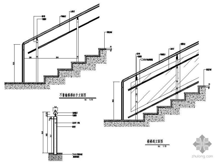 玻璃扶手栏杆施工图资料下载-地铁标准栏杆扶手图