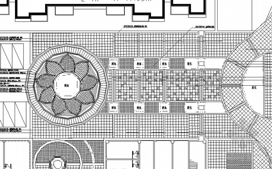 [福建]住宅区商业街园林景观工程施工图-入口处平面图