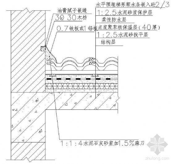 英红瓦单坡屋面屋脊大样资料下载-英红瓦－垂直组合部大样（二）