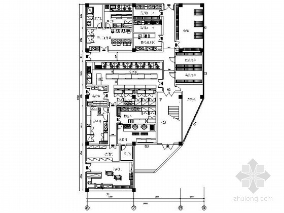 4星级酒店平面布置图资料下载-某四星级酒店厨房设计平面图