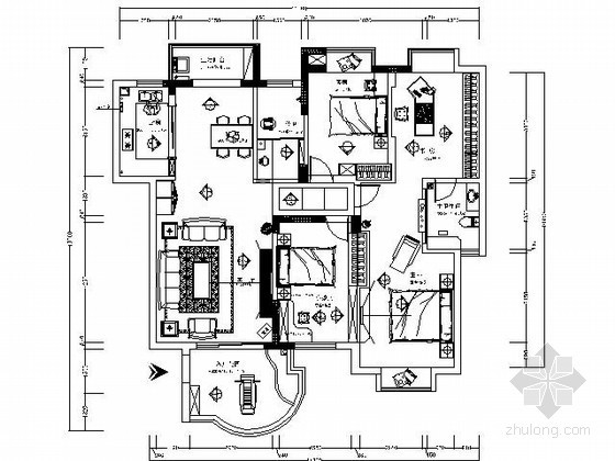 五居室两厅880平米资料下载-[广州]110平米现代三室两厅装修图