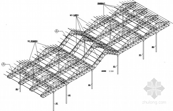桁架钢结构雨棚资料下载-[云南]收费站（雨棚）桁架结构施工图