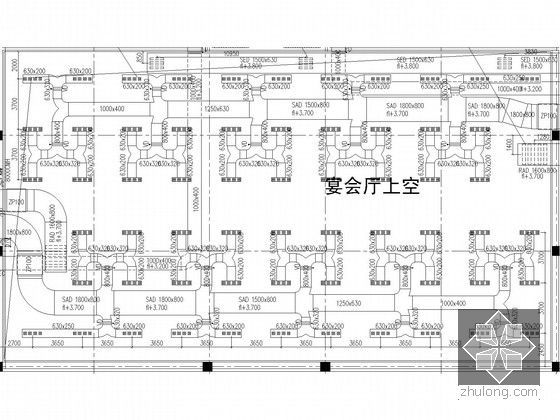 [武汉]地标大楼暖通及动力全套设计施工图207张(438米，88层，含审图意见)-宴会厅空调平面图