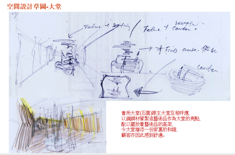 华亿国际领域会所设计施工图（附效果图）-空间设计草图