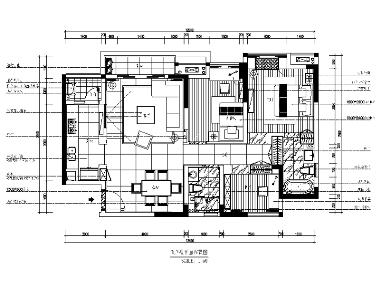 家具店cad平面图效果图资料下载-现代风格样板房CAD施工图（含效果图）