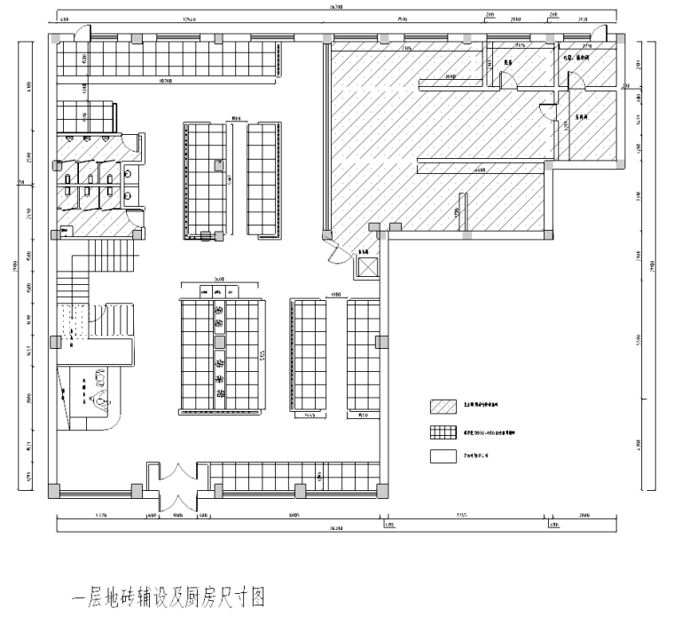 [辽宁]新中式风格——主题火锅室内装修施工图（附效果图）-一层地面铺设图