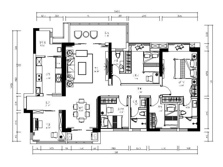 现代简约建筑效果图资料下载-[深圳]现代简约四居室设计施工图（含效果图）