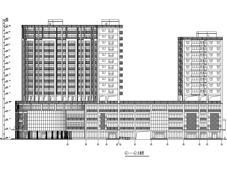 高层户型剖面资料下载-现代高层商住综合楼建筑设计施工图CAD
