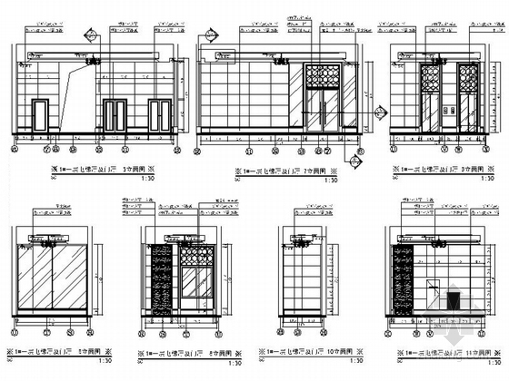 [杭州]省级开发区高档现代办公楼门厅及电梯厅装修施工图立面图