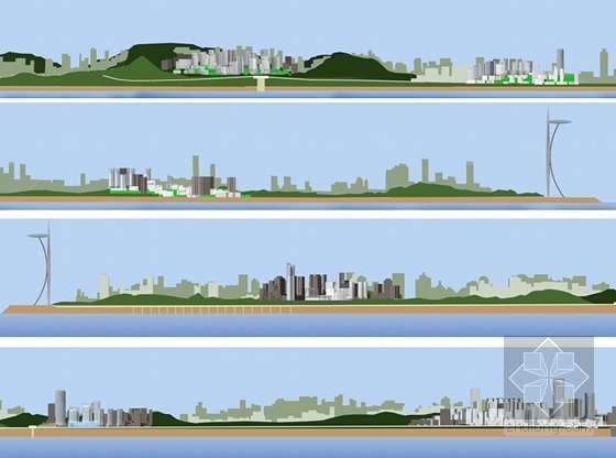 [重庆]半岛城市形象设计方案文本-城市规划立面图