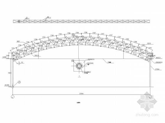 40米跨钢管桁架拱结构资料下载-27米跨钢桁架结构施工图