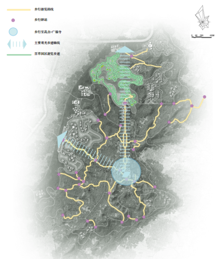 [重庆]生态园区养生度假旅游景观规划设计方案-观光步道系统分析图