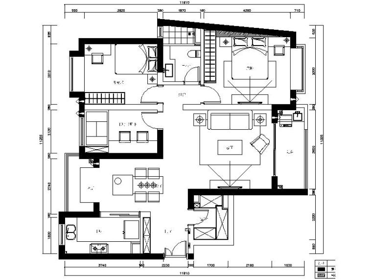 现代简约室内家具CAD资料下载-[上海]现代简约优雅三居室室内设计施工图（含高清效果图）