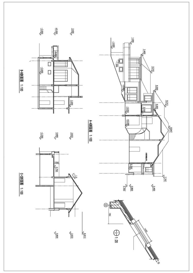 山地建筑方案图分析图资料下载-山地别墅建筑方案施工图设计