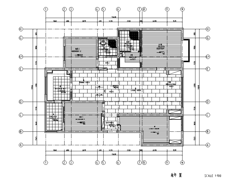 木质简约风三居室住宅设计施工图（附效果图）-地坪平面布置图