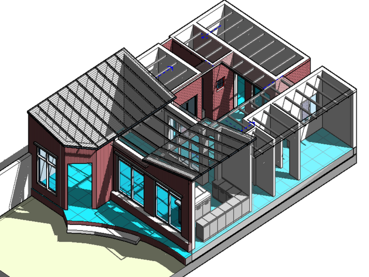 BIM模型-revit模型-​单层别墅设计-2BIM模型-revit模型-单层别墅设计