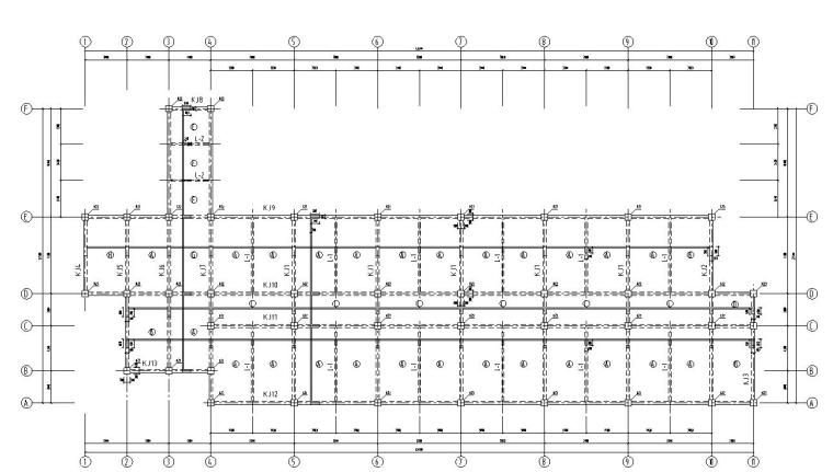 七层框架办公楼毕业设计（建筑图+结构图+计算书）-屋盖模板平面布置图