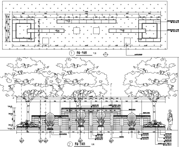 [江苏]互动式精装公寓景观展示区全套设计施工图（附实景图）-景墙设计详图