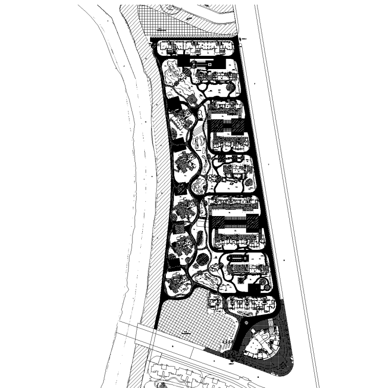 水景手绘剖面资料下载-[浙江]杭州朝晖现代城居住区全套景观CAD施工图（含手绘平面图）