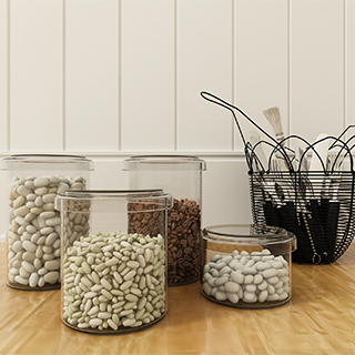 塑料罐子3d模型资料下载-现代简约风罐子篮子