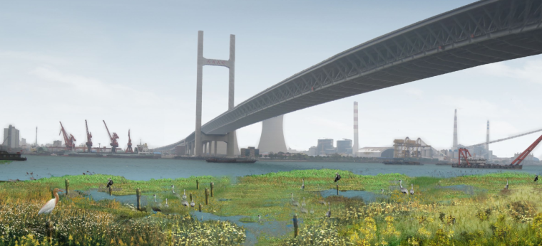 [上海]闵行浦江郊野公园项目景观概念设计（美食，古镇）-A10滨江防护带景观效果图图
