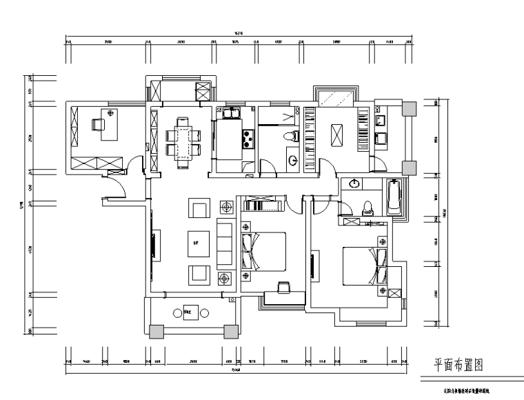 客厅美式家具资料下载-美式风格中南世纪城三居室住宅设计施工图（附效果图）