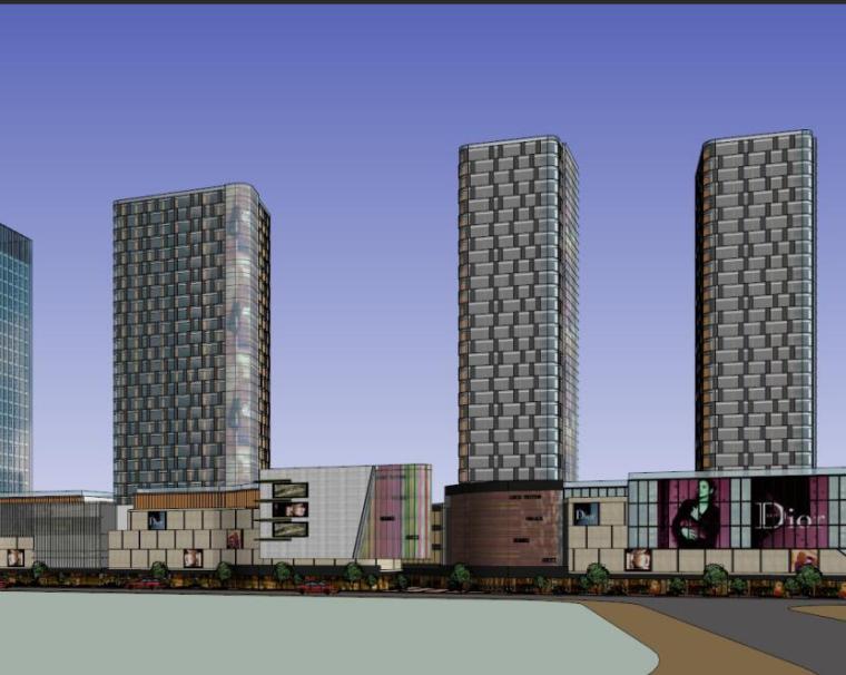 高层建筑综合体案例资料下载-现代风格沿街综合体设计模型