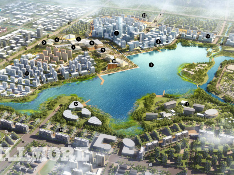 城市设计中心轴资料下载-[江苏]盐城市南海新城城市景观规划设计（滨水）