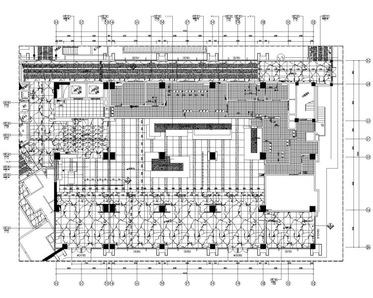 [安徽]知名地产锦华酒店全套施工图+效果图-7全日餐厅地铺平面图