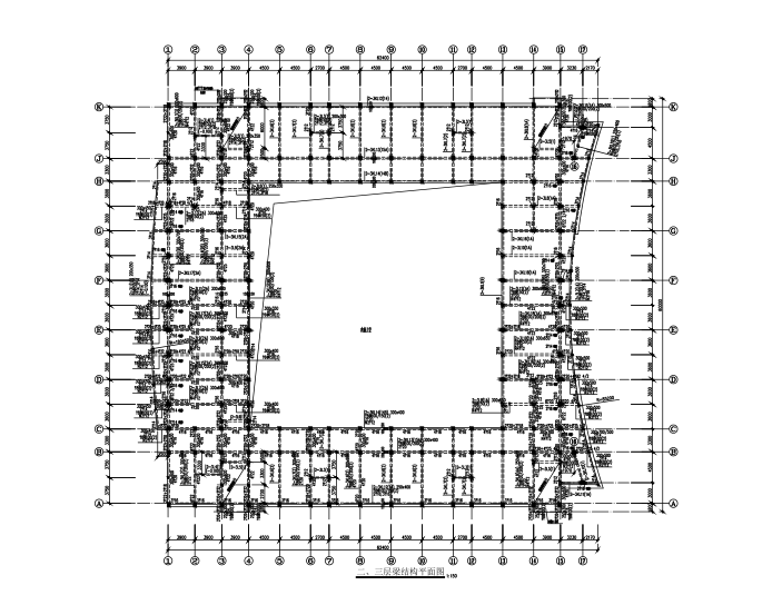 教学楼结构设计CAD资料下载-四层框架教学楼结构施工图（CAD、9张）