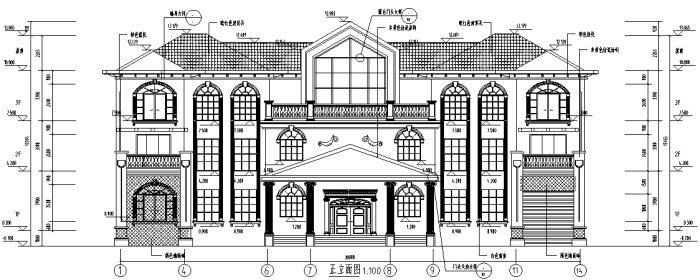 别墅中庭设计案例资料下载-大型欧式中庭别墅施工图全集