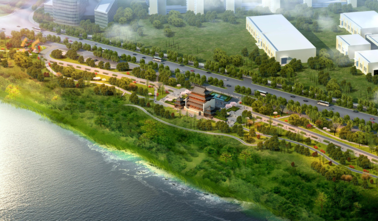 工厂厂区园林景观规划设计资料下载-滨海中式园林景观规划设计模型