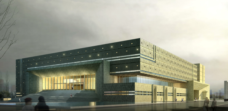 南阳博物馆建筑设计方案-透视图2