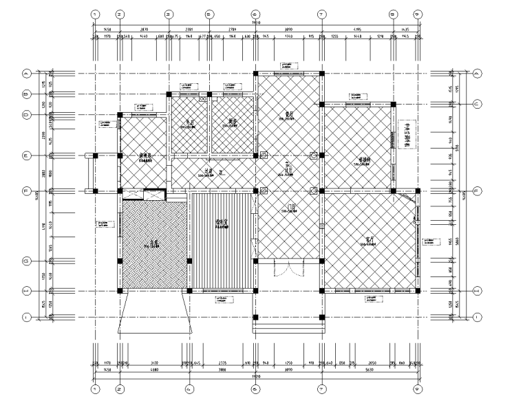 [河南]某中式风格别墅室内设计施工图-一层地面材质图