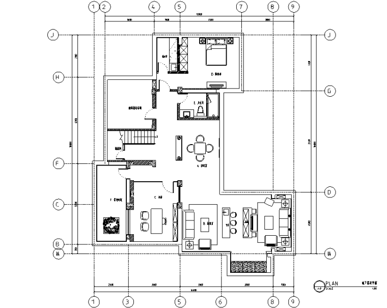 两层别墅平面样板资料下载-湖玺两层别墅样板房室内空间设计施工图（附效果图）