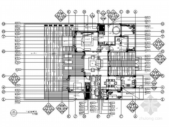 现代中式衣柜资料下载-现代中式高尔夫样板房三居室装修施工图（含效果）