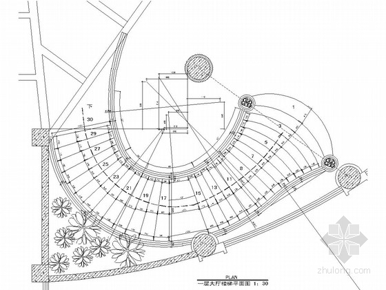 立面弧形建筑施工图资料下载-弧形钢结构楼梯装饰施工图