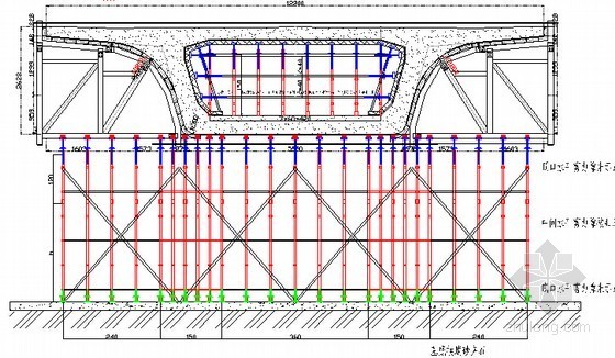 [四川]碗扣式满堂支架现浇简支箱梁施工方案47页及支架计算书17页-碗扣式支架断面图 