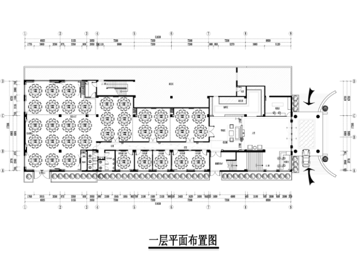 丽锦大酒楼欧式风格室内施工图及效果图（35张）-一层平面布置图