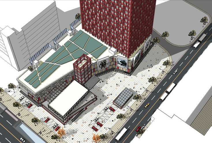 商业综合体下沉广场su资料下载-大型城市商业综合体方案SU模型
