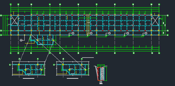 [广东]新建4层框架教学楼建筑安装工程预算书(含图纸)-二至四层梁配筋图