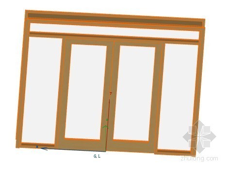 玻璃幕墙侧封口资料下载-滑动门，带２侧窗和顶窗 ArchiCAD模型