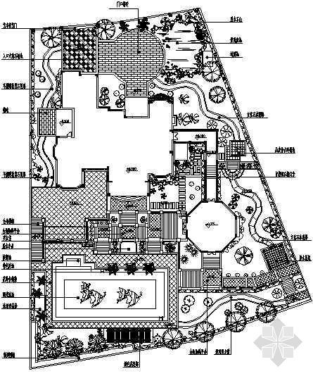 豪华几何结构别墅资料下载-某豪华别墅花园总图设计